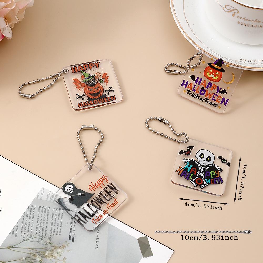 Creative Halloween Keychain Transparent Acrylic Keychain Backpack Small Pendant Cartoon Keychain