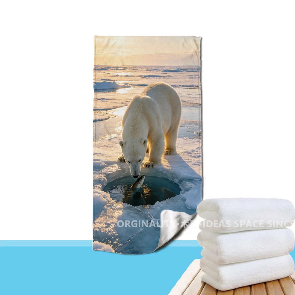 Polar Bear Hunting Beach Towel Patterned Sunscreen And Windproof Suitable For Swimming Pool Camping Travel