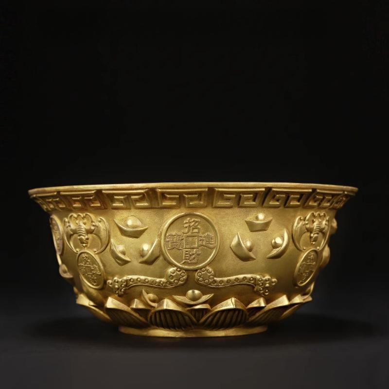 1pc Metal Treasure Bowl Ornaments Living Room Decoration Housewarming Gift Craft Ornaments Feng Shui Crafts  Home Accessories