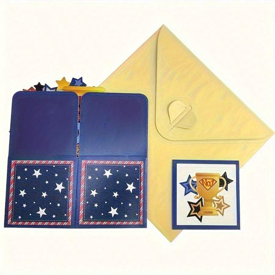 1 3D Pop Up Best Dad Card and 1 3D Pop Up Best Dad Envelope Card - A Multifunctional Themed Surprise Gift for Father's Day, Birthdays