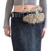 Women Belt Adjustable Length Imitation Leather Belt with Faux Fur