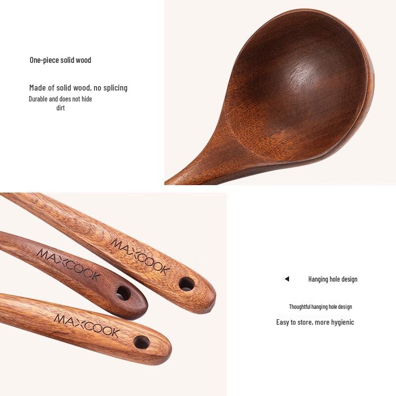 Mei Chu Natural Ebony Wood Kitchen Utensils