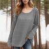 Women's Fashion Loose Lazy Style Round Neck Solid Color Long Sleeve Knitted Sweater