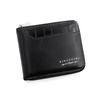 Men's Pebble Grain Patchwork Leather Wallet with Chain and Zipper Closure