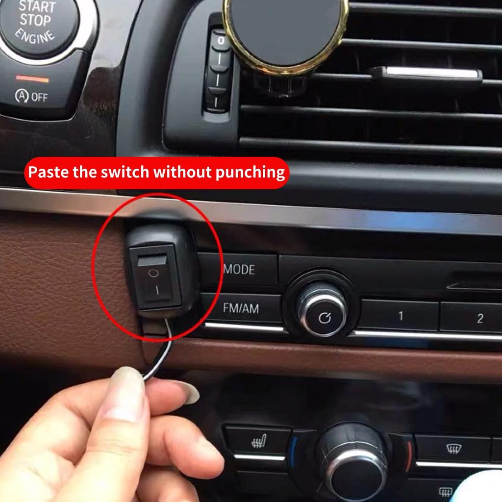 Comutator universal DC 12V pentru mașină, tip pastă, întrerupător cu basculă, cu cablu 60 cm, pentru lumini cu inel de ceață, lumini cu neon