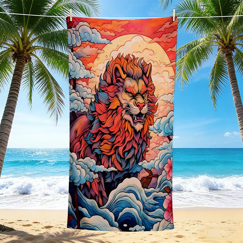 1Pc Lion Amidst Clouds Beach Towel Quick Dry Multiuse For Beach Pool Gym Yoga Home Travel Christmas Halloween Xmas Gift Eg12