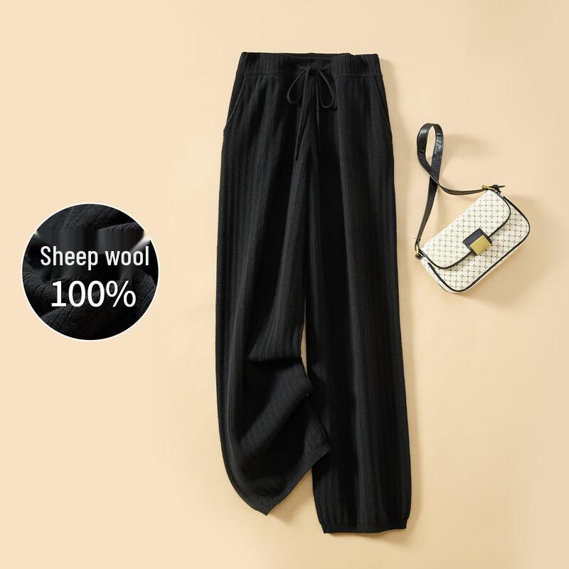

Jinjv Women s 100% Merino Wool Thickened Drawstring Casual Pants L