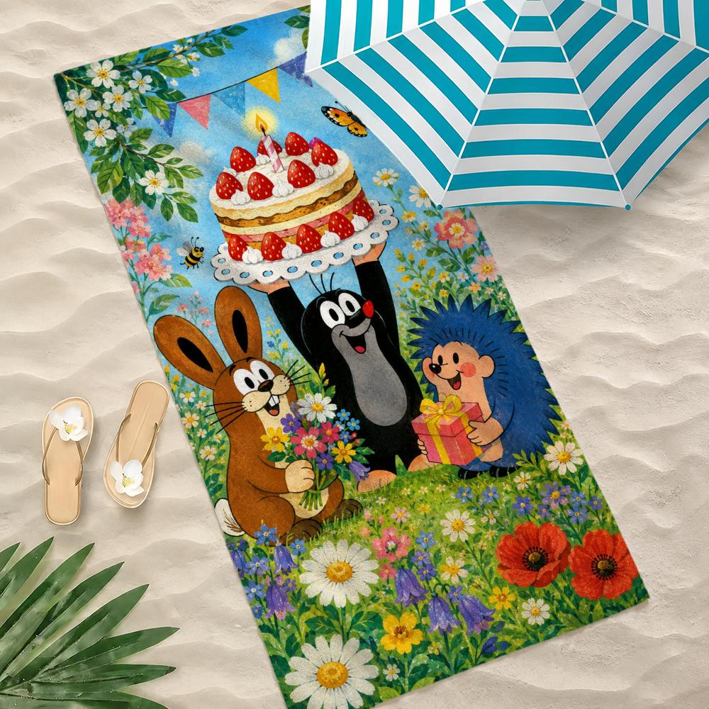 Cartoon T-The Little Mole Towel Towel Beach Towel, Quick Drying Absorbent Bath Towel for Swim,Gym,Camping,Outdoor Hot