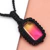 Macrame Necklace Handmade Tourmaline Natural Bohemian Quartz Thread Pendant
