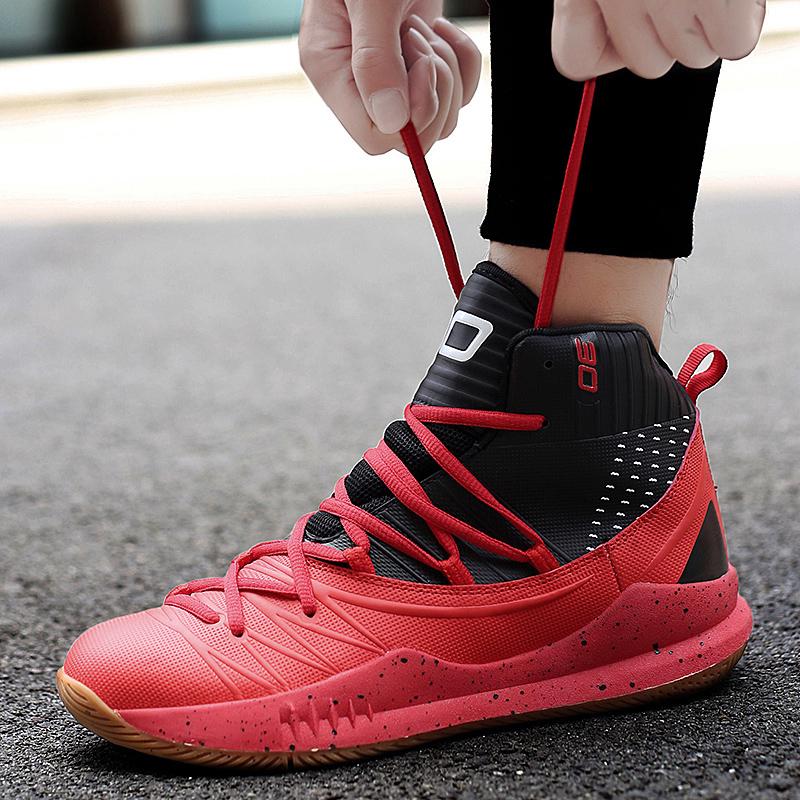 

Мужские/женские высокие противоскользящие износостойкие спортивные баскетбольные кроссовки Молодежные баскетбольные кроссовки 45 красный/чёрный