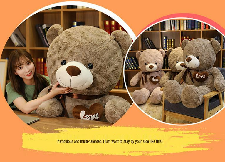 Large Rose Teddy Bear Hugging Doll Plush Toy - Big Panda Cushion