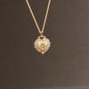 Creative and Dreamy Palace Style Brushed Inlay Diamonds Heart-shaped Pendant Necklace Light Luxury Collar Chain Wedding