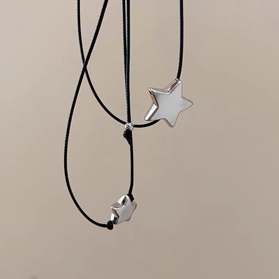 Y2K Adjustable Rope Star Pendant Choker Necklace Pentagram Clavicular Chain Female Jewelry Birthday Gift