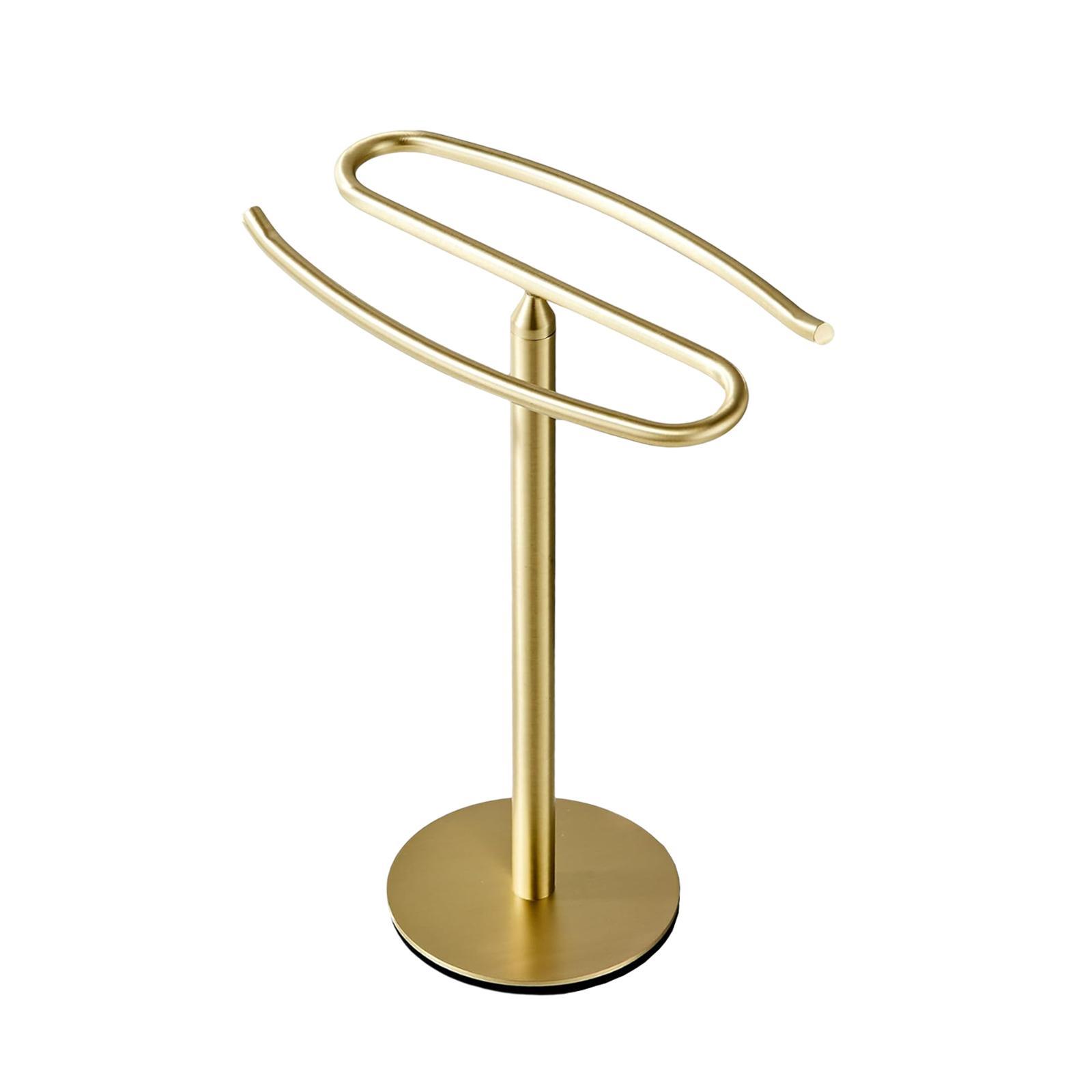 

Hand Towel Holder Rustproof Bath Towel Bar Stand Space Saving with Base Bathroom Organizer for Office Vanity Countertop Home золотий