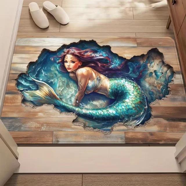 3D Visual Illusion Door Mat Realistic Broken Wood Grain Anti Slip Floor Mat Suitable for Indoor and Outdoor Car Home Decoration