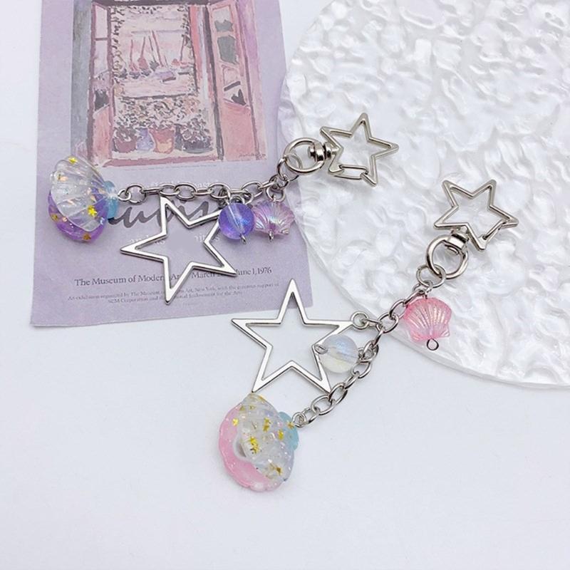 Star Heart Bowknot Pendant Phone Charm Hangings Rope Sweet Phone Chain Strap Bag Decoration Lanyard Keychain Accessory