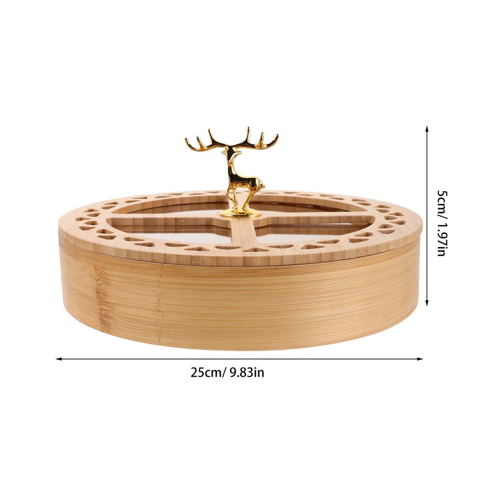 Four Compartment Food Storage Organizer Transparent Cover Dried Fruit and Nut Tray with Lid Compact Serving Platter for Home