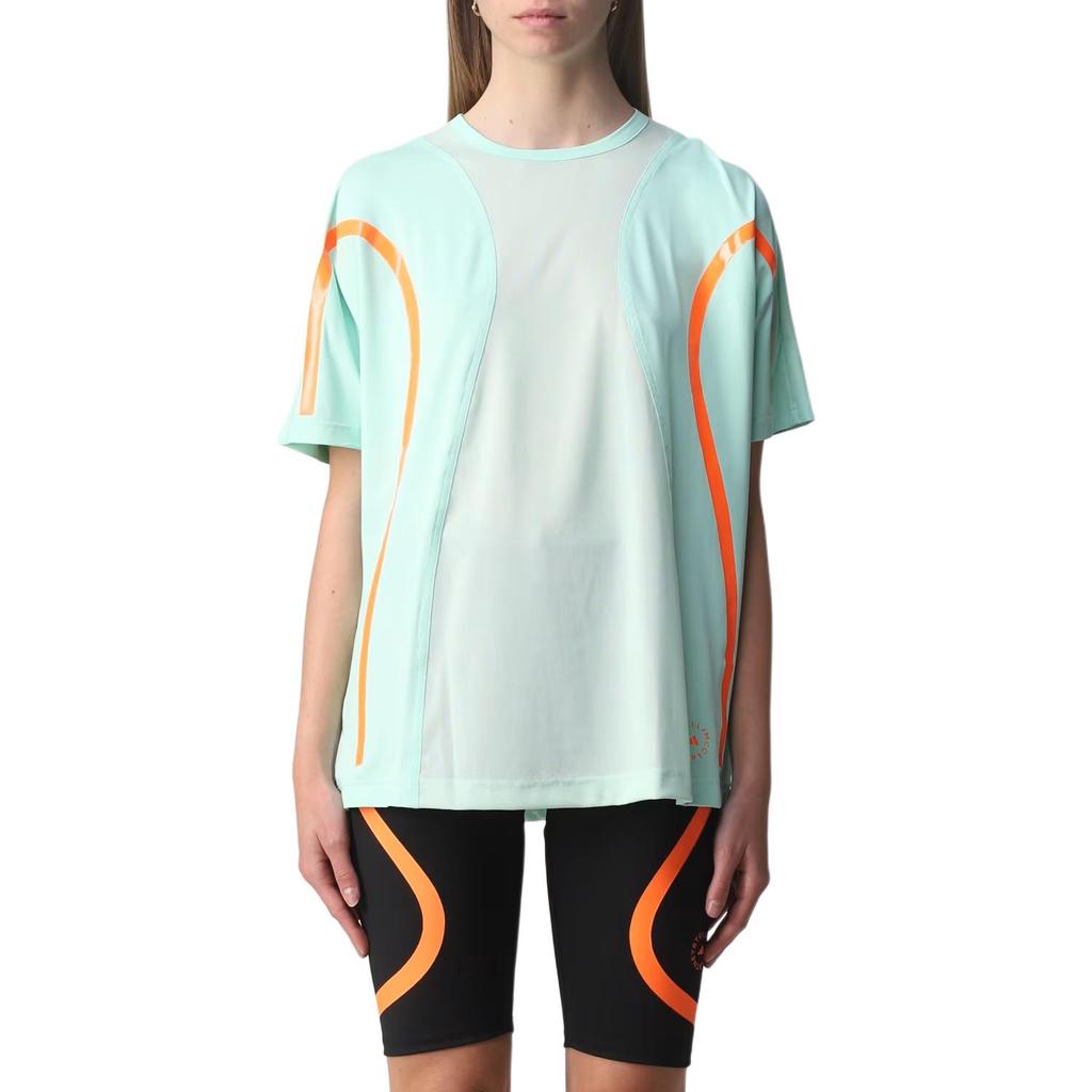 adidas X Colaboración Stella McCartney Camiseta Deportiva de Manga Corta para Correr Holgada Transpirable para Mujer Tops Verde Claro HD9114