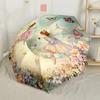 Floral Stained Glass Sprite Automatic Umbrella Folding Umbrella with 8 Ribs Compact Design Outdoor Daily Use Vibrant Pattern Umbrella Spiritual Gift