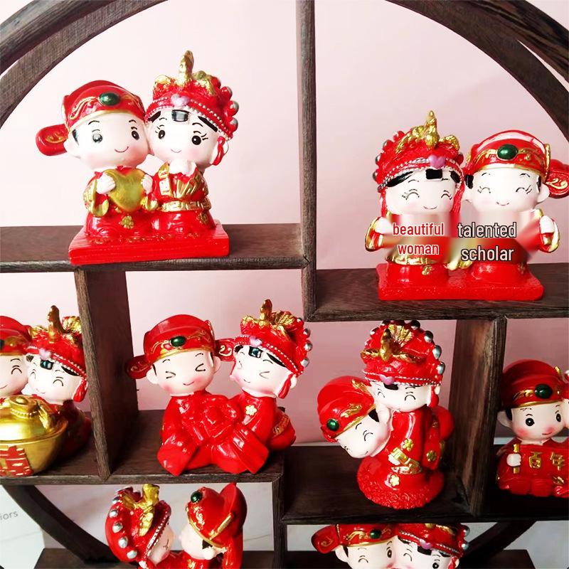 Hochzeitspuppen im chinesischen Stil Harz-Dekorationsset