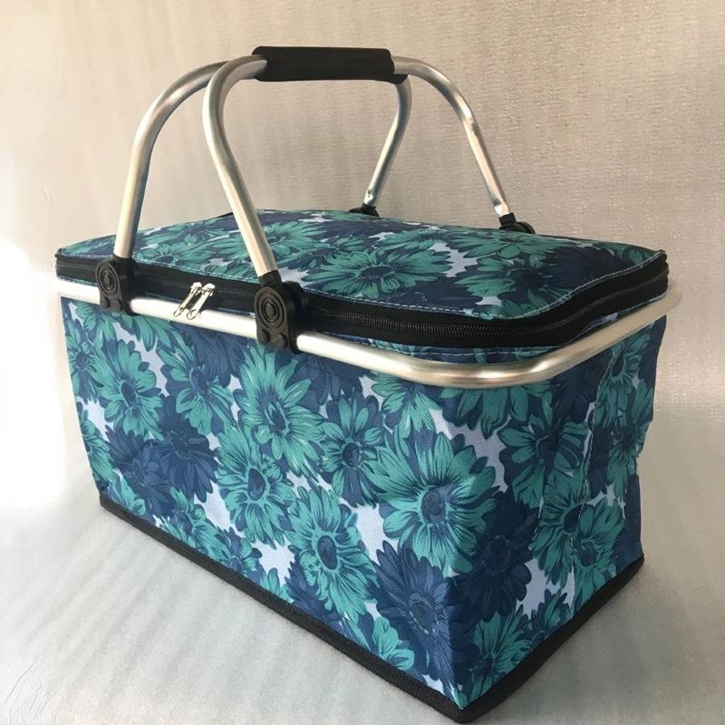 Car Oxford Outdoor Picnic Insulation Storage Basket Refrigerated Food Delivery Box Folding Shopping Basket Trunk Storage Box
