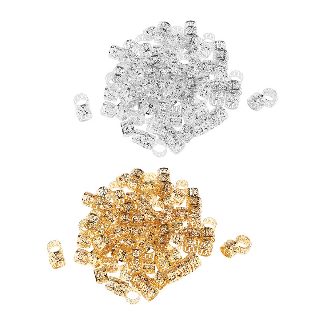 100 Stück Herz Metall Manschette Haarverlängerung Dekorationen Dreadlocks Perlen Silber