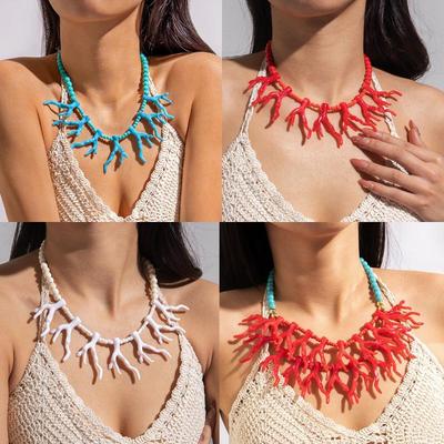 New Simple Red Bead String Peach Heart Pendant Necklace Multilayer Bead Choker For Women Party Jewelry Accessories