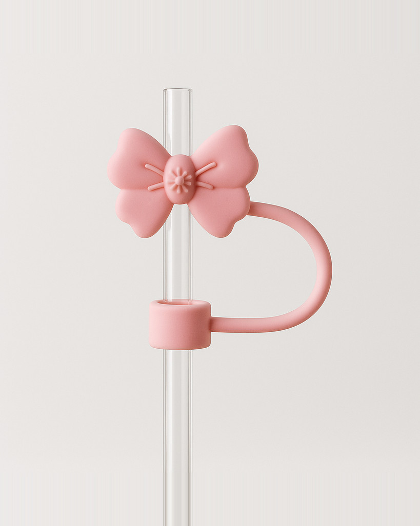 1PC 10mm Adorável Arco Palha Capas Cap Toppers Compatível com Copos Tumbler Reutilizável Bonito Silicone Canudo Dicas Tampas Proteger