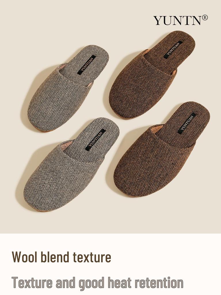 Herren Retro Wollmischung Hausschuhe: Herbst/Winter Rutschfest Luxus