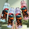 1PC Sunglasses Dachshund Dog 750ml Color Plastic Sports Water Bottle Leakproof Flip Straw Lid Suitable for Sports Office Home Use