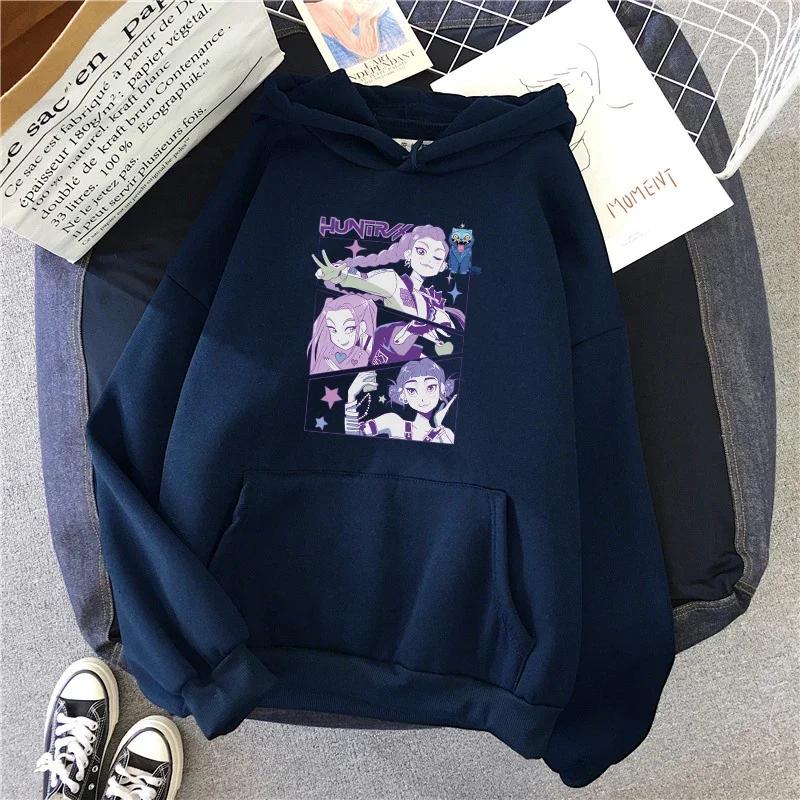 Autumn Winter KPop Demon Hunters Print Woman Hoodies Casual Warm Trendy Hooded Long Sleeve Pullover Oversized Fashion Sweatshirt
