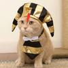 Cute Pet Egyptian Pharaoh Hat Comfortable Adjustable Halloween Party Hat with Bib Breathable Pet Cosplay Costume Pet Dress Up