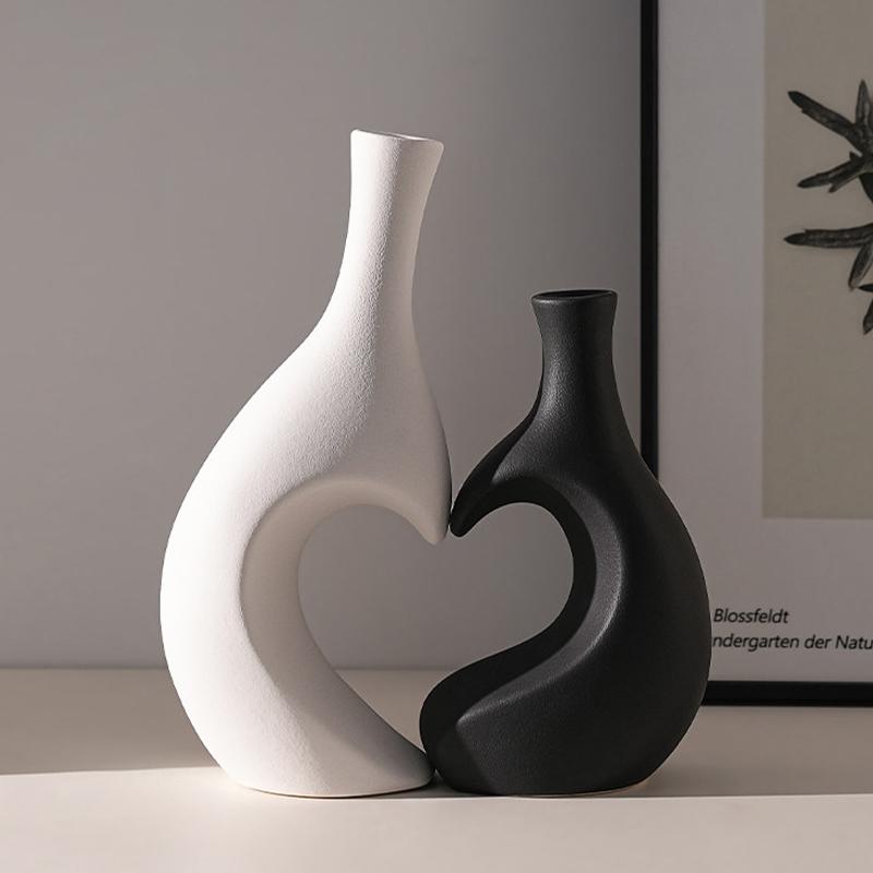 אגרטל פרחים לא סדיר רטרו יצירתי חיקוי קרמיקה פלסטיק אגרטל פרחים קישוט למשרד בסלון