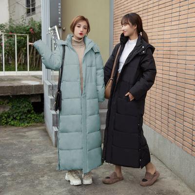 Piumino Lungo Caldo Sopra il Ginocchio con Cappuccio Spesso Antivento Cappotto Invernale 2024 Giacca Imbottita in Cotone Casual Slim-fit Tinta Unita da Donna