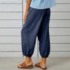 Spring Women Cotton Linen Pants High Waist Wide Leg Trousers Elastic Waist Loose Straight Solid Color Harajuku Female