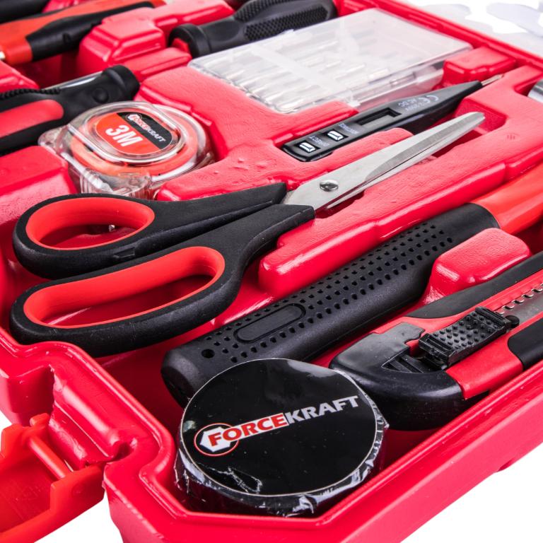 Large 26-piece Tool Set: Combination pliers, screwdrivers, and a hammer, Forcekraft