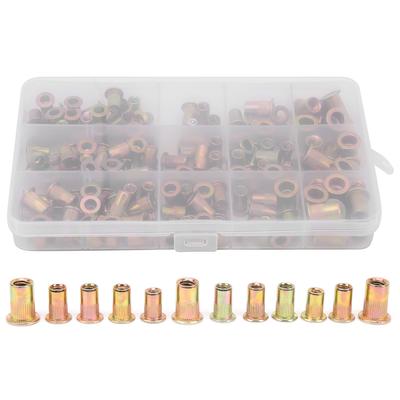 150pcs Galvanized Carbon Steel Rivet Nut Mixed Insert Nutserts 6‑32 8‑32 10‑24 10‑32 1 4‑20 British System
