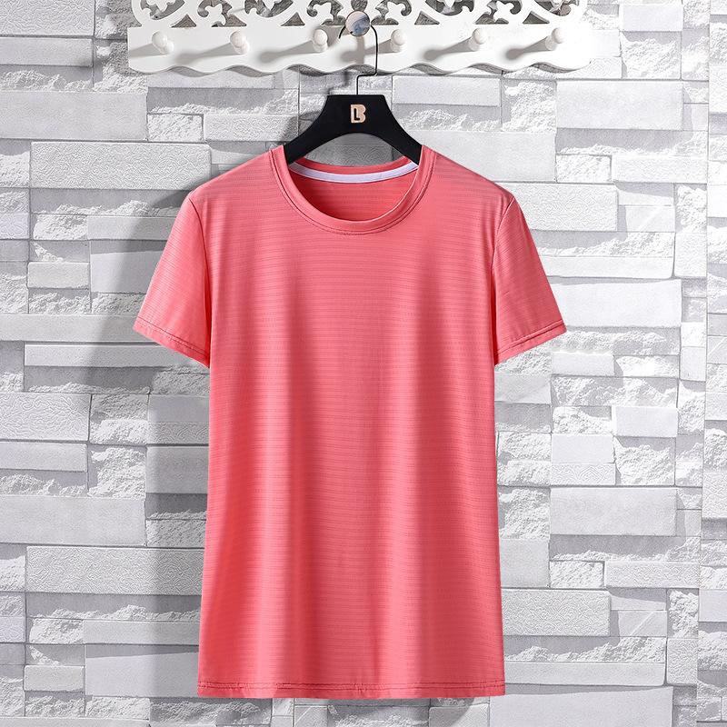 

(M-5XL)Быстросохнущая спортивная футболка из ледяного шелка, женские свободные топы для йоги и фитнеса с круглым вырезом, рубашка с короткими рукавами для пар, кемпинга, пешего туризма, треккинга L темно-розовый