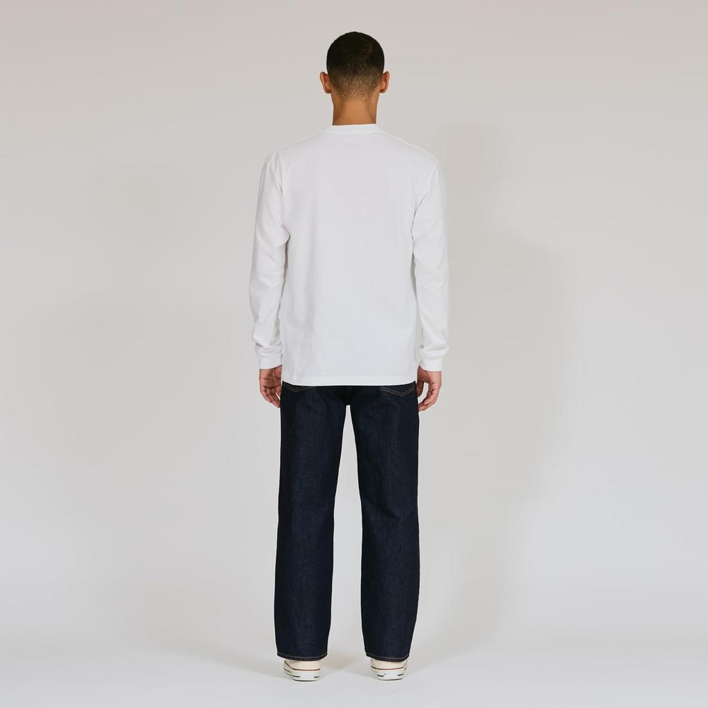 Hanes Long Sleeve Round Thick Solid Size L Beefy-T T-Shirt, 100% Cotton, Neck, Tagless, Fabric, Color, Men's White, (H5186)