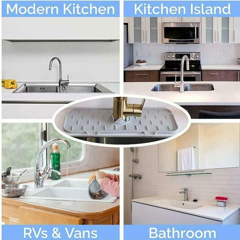 Kitchen Sink Mat Silicone Splash Guard Water Absorbent Drying Pad Countertop Protector Bathroom Mat Drainage Trays Non Slip