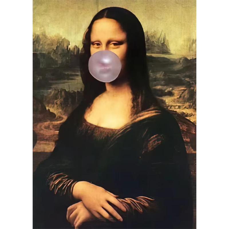 Funny Mona Lisa Poster Wall Art Canvas  Posters Classsic Oil  Character Funny Interesting Pictures Home Decor