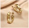 Irregular Geometric Hoop Earrings Stainless Steel Gold Plated Thick Abstract Hollow Lightweight Jewelry Non-Tarnish