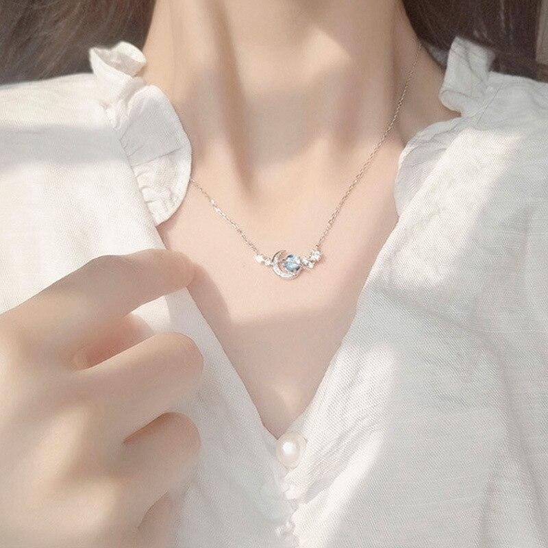 925 sterlingsølv planetstjerne sjarm halskjede kreativ elegant kragebenkjede festsmykker for kvinner jenter choker Dz603