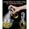 200ML Oil Sprayer for Cooking with Funnel Oil Spray Bottle Stainless Steel Oil Dispenser Glass Bottle for Cooking