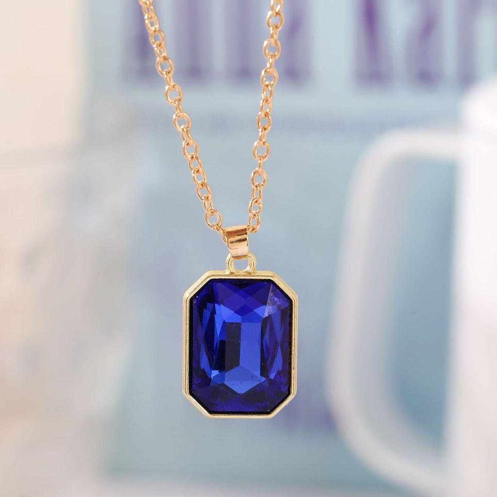 Rose Gold Birthday Stone Pendant Necklace - Women's Fashionable Gemstone Jewelry