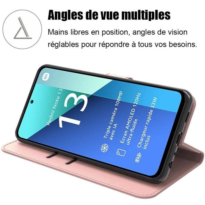 Coque - E.F.CONNECTION - pour Xiaomi Redmi Note 13 4G - Rose - Antichoc - Support Réglable