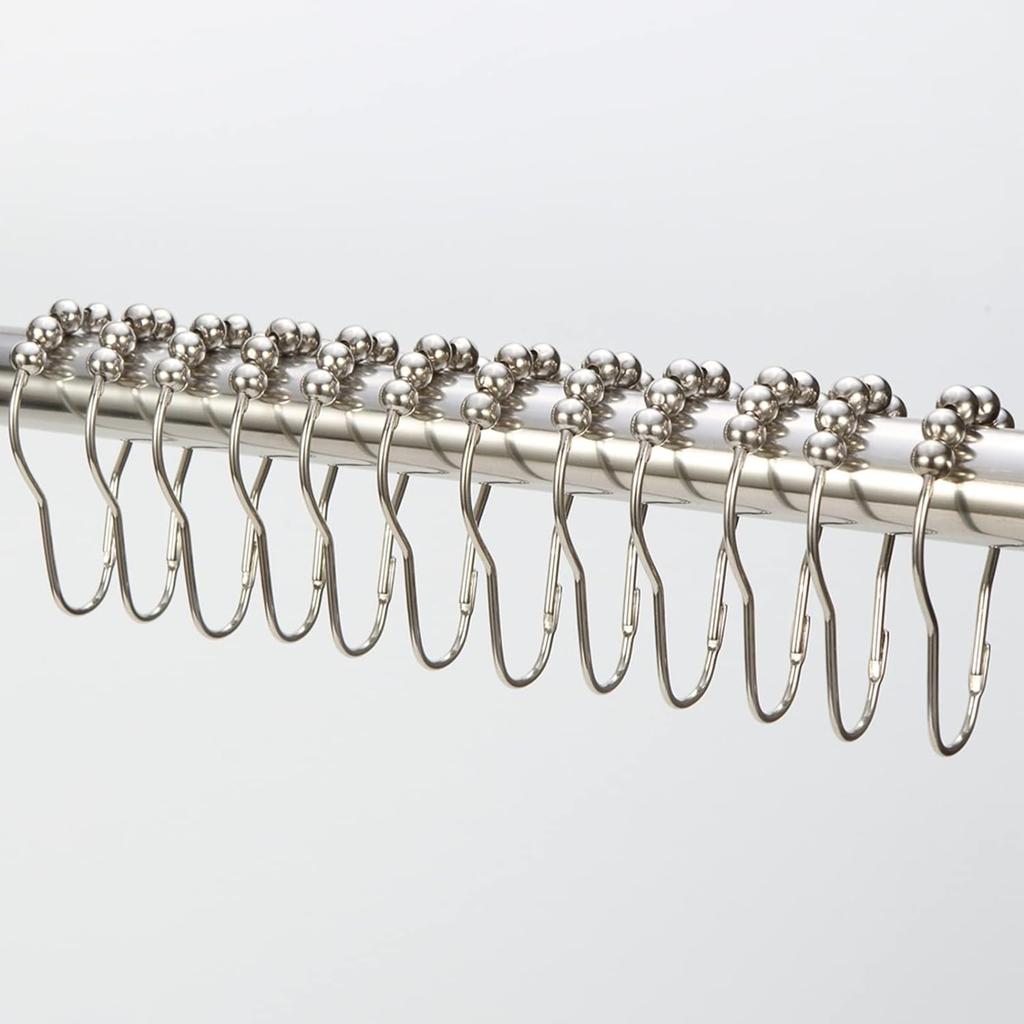 12 Stück Duschvorhanghakenringe, dekorative Duschvorhanghaken, rostfreie Duschvorhangringe aus Edelstahl, Duschhaken für Duschvorhang