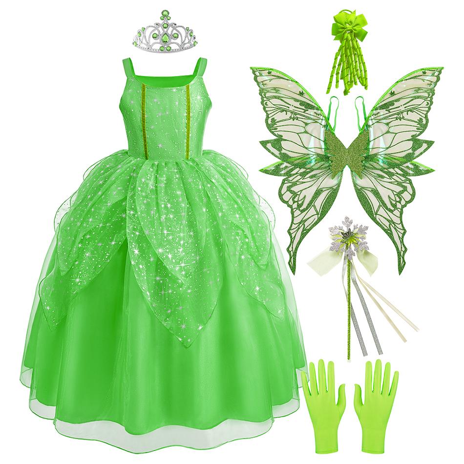2026 Girls Birthday Party Fairy Dresses Sets Baby Girl Princess Dress Clothes Kids Christmas Gift Child Elf Cosplay Gown Costume
