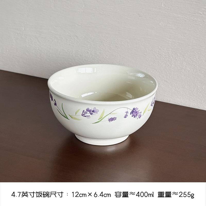 Фиолетовый Ландыш Высококачественная Керамическая Посуда Домашняя Ресторанная Миска Маленькая Свежая Тарелка Большая Емкость Суповая Миска Рисовая Миска