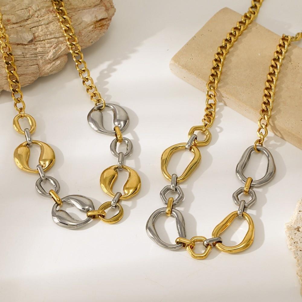 Gold Silver Color Chain Necklace Geometric Lobster Clasp Bangle New Stainless Steel Bracelet Gifts
